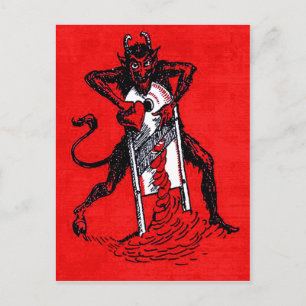 Carte Postale Krampus rouge briseur de cœur trancheur de cœur
