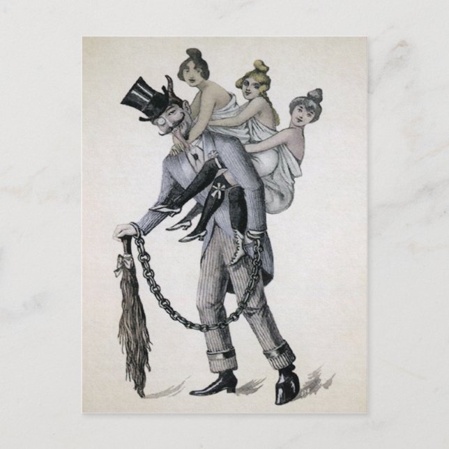 Carte Postale Krampus vintage Avec Dames (Devant)