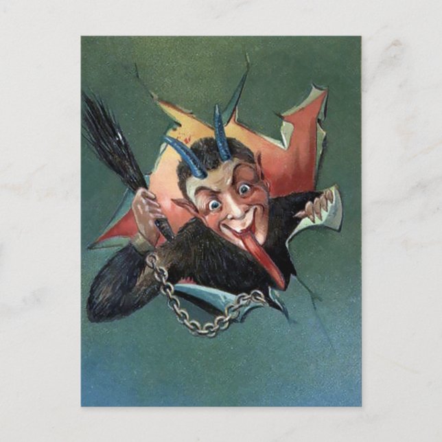 Carte Postale Krampus Vintage Fait Une Percée (Devant)