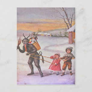 Carte Postale Krampus volant des jouets et des enfants
