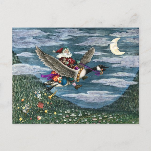 CARTE POSTALE KRIS KRINGLE ET LES JOUETS SUR LE CANADA GOOSE NOË (Devant)