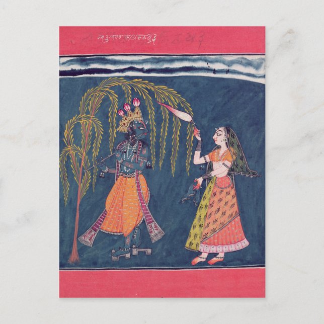 Carte Postale Krishna jouant une flûte, de la "Vahula" (Devant)