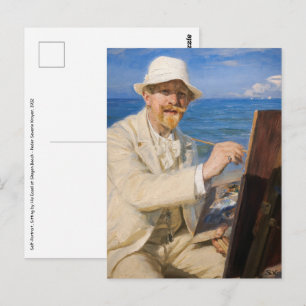 Carte Postale Kroyer - Autoportrait à Skagen Beach