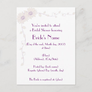 Carte Postale KRW Pale Daisy Douche personnalisée Invitation