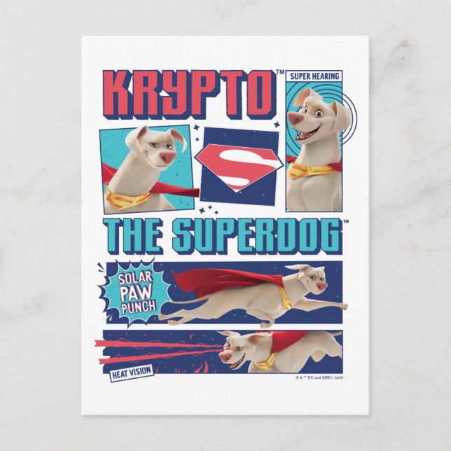 Carte Postale Krypto Les Panneaux De Bande Dessinée Super Chien (Devant)