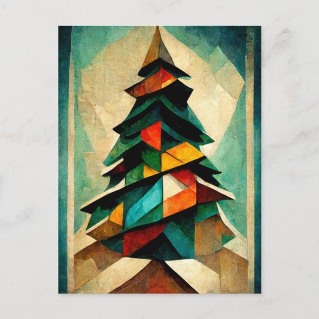 Carte Postale Kubnismus. Weihnachtsbaum modern abstrakt gemalt. (Devant)