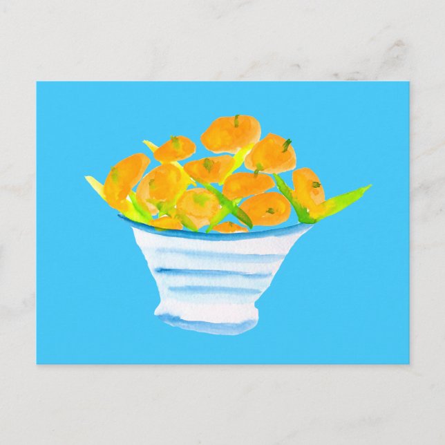 Carte Postale Kumquats orange aquarelle fruit (Devant)