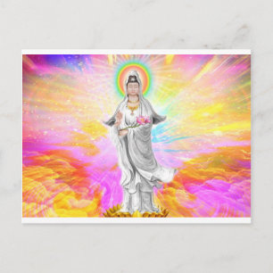 Carte Postale Kwan Yin La déesse de la compassion avec rose