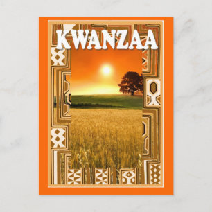 Carte Postale Kwanzaa - coucher de soleil et champs de maïs