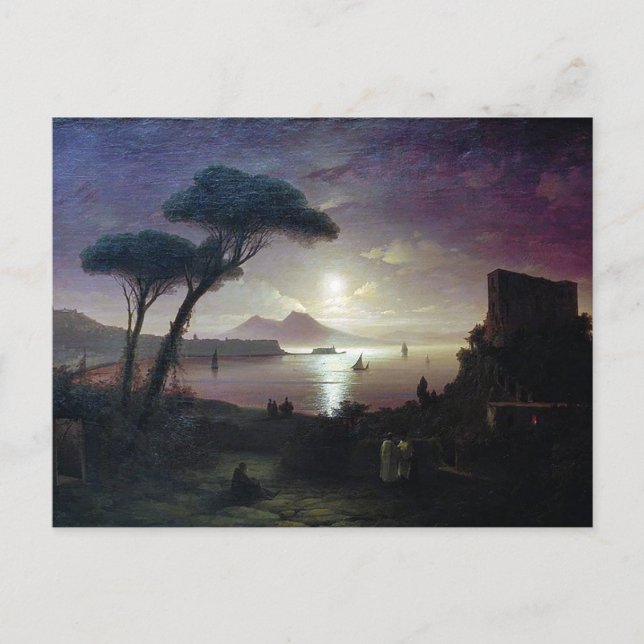 Carte Postale La baie de Naples le soir, au clair de lune (Devant)