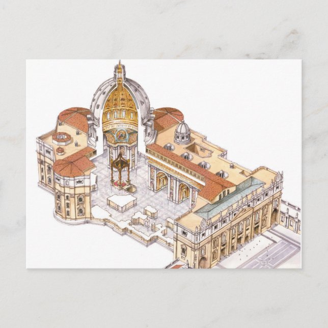 Carte Postale La basilique de St Peter. Ville du Vatican Rome. (Devant)