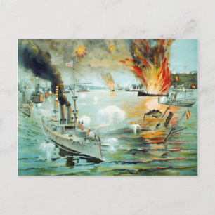 Carte Postale La bataille de Manille Bay Guerre espagnole-améric