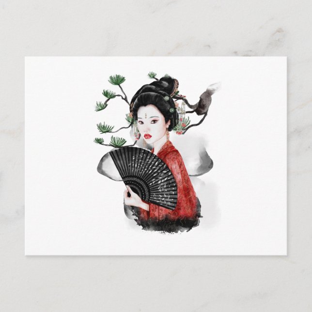 Carte Postale La beauté d'un geisha japonais (Devant)