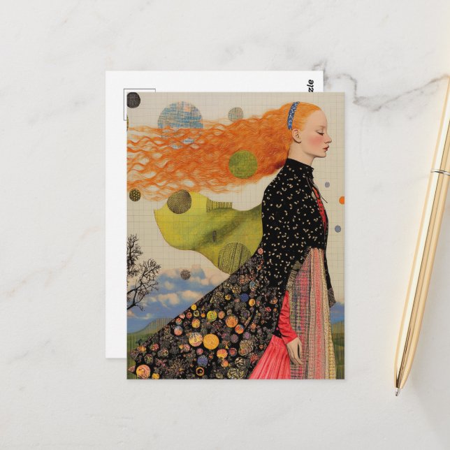 Carte Postale La Belle Dame Aux Cheveux Rouges (Devant/Arrière en situation)