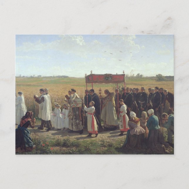 Carte Postale La bénédiction du blé dans l'Artois, 1857 (Devant)