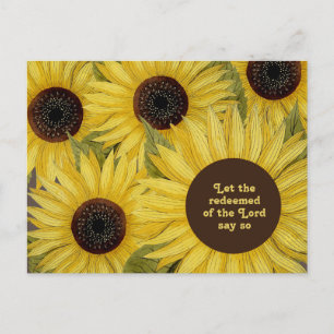 Carte Postale La Bible chrétienne Verse Fleurs de soleil Jaunes 