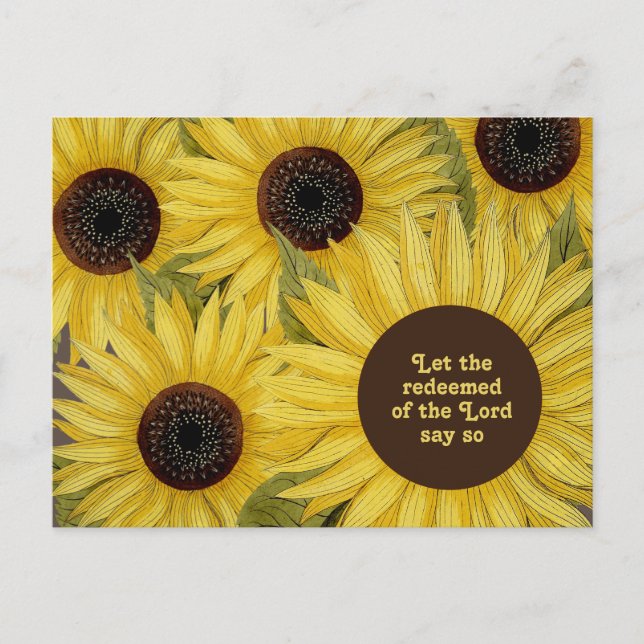Carte Postale La Bible chrétienne Verse Fleurs de soleil Jaunes  (Devant)
