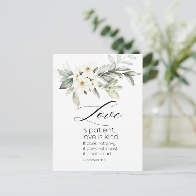 Carte Postale La Bible Florale Blanche Verse Mariage Félicitatio (Debout devant)