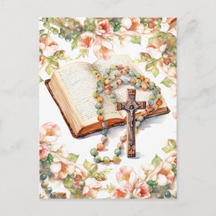 Carte Postale La Bible Florale du Rosaire catholique Religieux