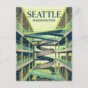 Carte Postale La Bibliothèque Publique de Seattle, succursale ce