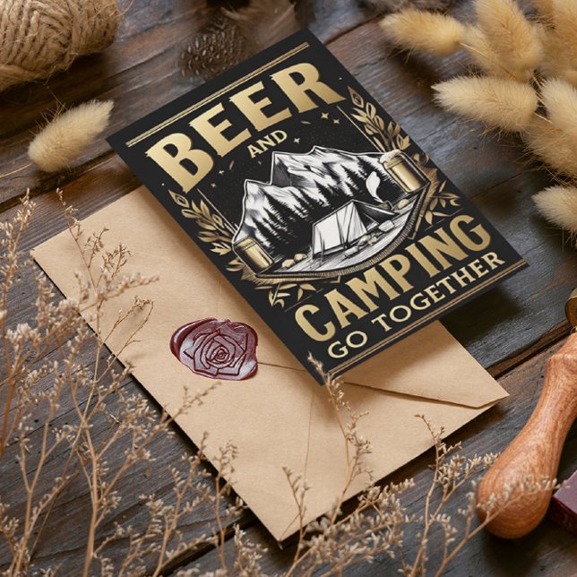 Carte Postale La Bière Et Le Camping Vont Ensemble (Créateur téléchargé)