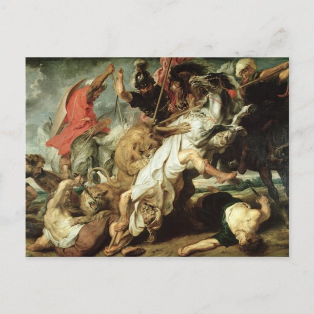 Carte Postale La chasse au lion, 1621 (Devant)