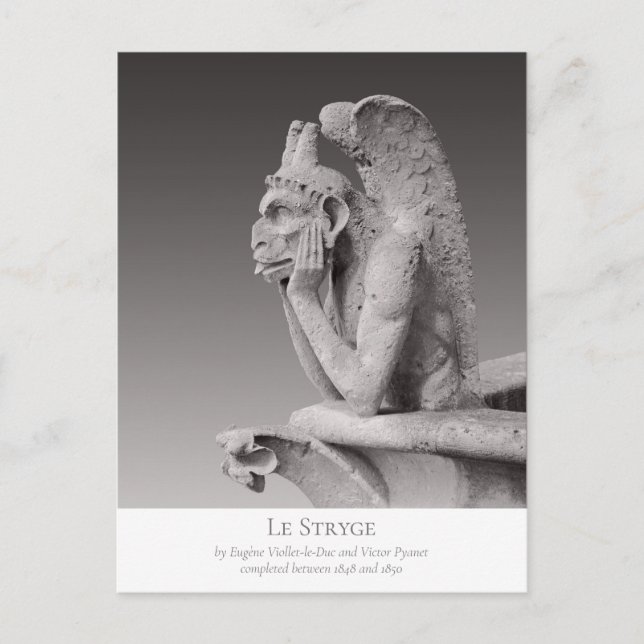 Carte Postale La Chimère Stryge de Notre-Dame de Paris Sculpture (Devant)