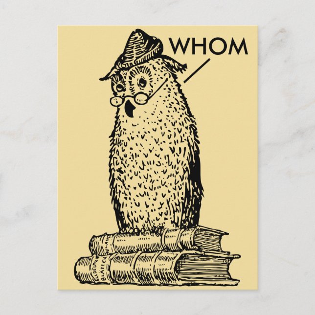 Carte Postale La Chouette De Grammaire Dit Qui (Devant)