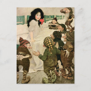 Carte Postale "La chute de neige et les sept petits hommes"