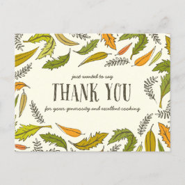 Carte Postale La chute du Merci de Thanksgiving Feuille