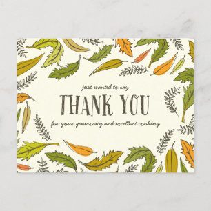 Carte Postale La chute du Merci de Thanksgiving Feuille