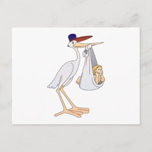 Carte Postale La cigogne donne un bébé