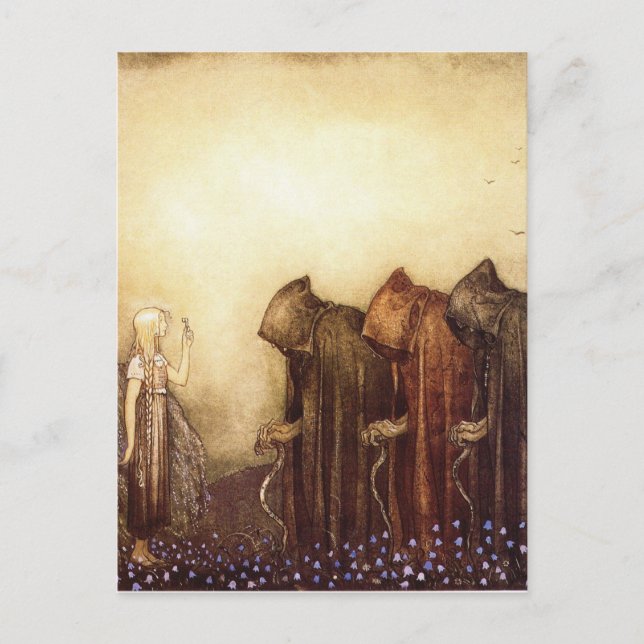 Carte Postale "La clé d'or" Aquarelle John Bauer (Devant)