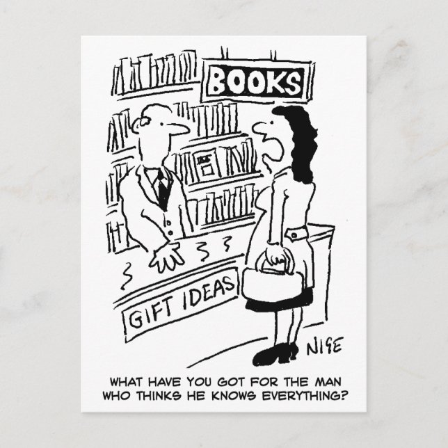 Carte Postale La clientele d'une librairie demande une question  (Devant)