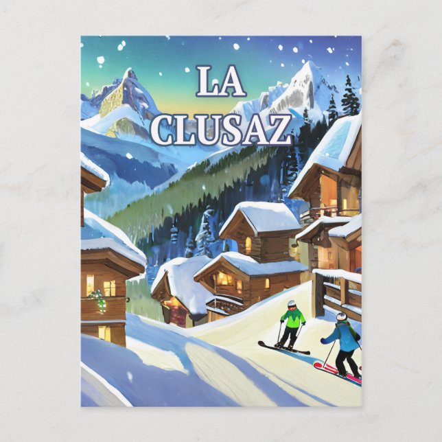 Carte Postale La Clusaz : Éclat Enneigé, Charme Authentique  (Devant)