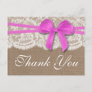 Carte Postale La collection de mariage au ruban rose rustique