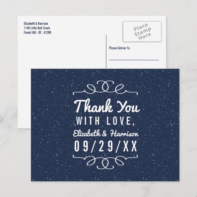 Carte Postale La collection de Mariages de nuit étoilée - Merci (Devant / Derrière)