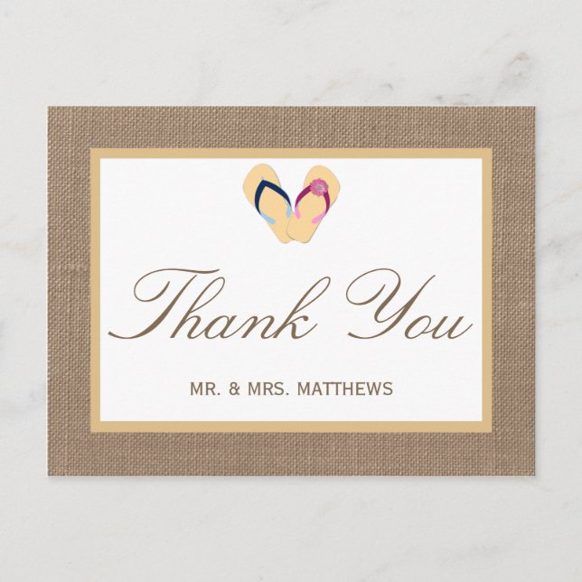 Carte Postale La collection de Mariages Flip Flop Sand Beach Bur (Devant)