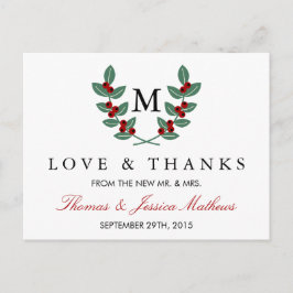 Carte Postale La collection de Mariages Monogram Berry Bush