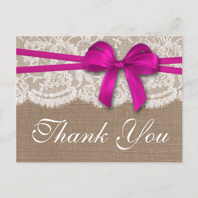 Carte Postale La collection de Mariages Rustic Pink Bow (Devant)