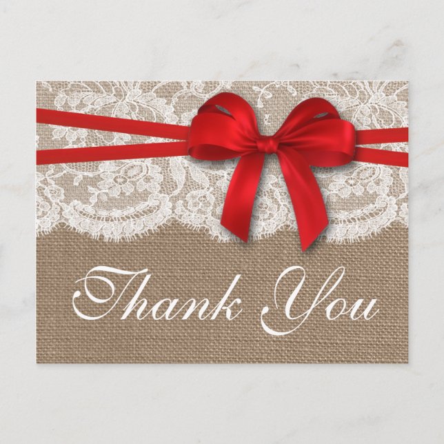 Carte Postale La collection de Mariages Rustic Red Bow (Devant)