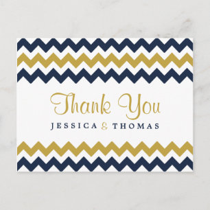 Carte Postale La collection Mariage moderne Chevron - Marine & G