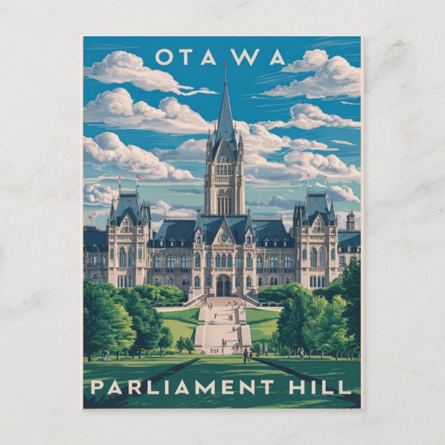Carte Postale La colline du Parlement d'Ottawa (Devant)