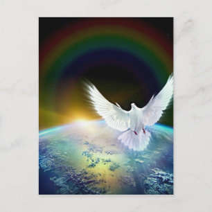 Carte Postale La colombe du Saint-Esprit sur Terre avec Arc en C