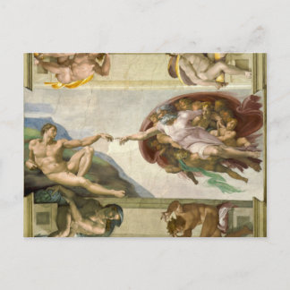 Carte Postale La Création d'Adam, Chapelle Sixtine, Michel-Ange