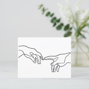 Carte Postale La création des mains d'Adam, Michel-Ange