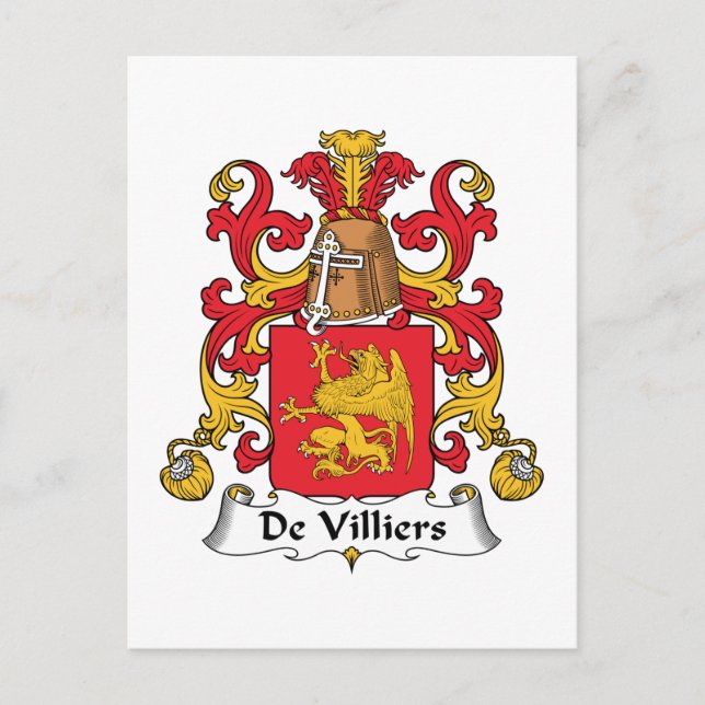 Carte Postale La crête De Famille De Villiers (Devant)