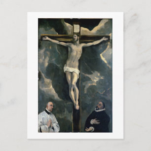 Carte Postale La Crucifixion avec deux donateurs, c.1580 (huile