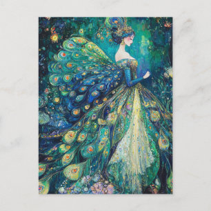 Carte Postale La dame dans la robe d'Imaginaire Blue Peacock