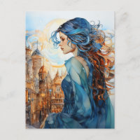 La Dame dans la Ville aux Cheveux Bleus